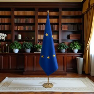 drapeau UE sur hampe