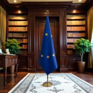 drapeau UE sur hampe