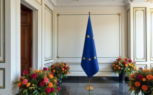 drapeau UE sur hampe