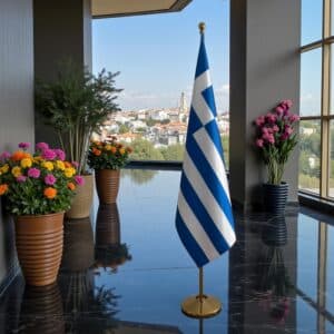 drapeau Grèce avec support