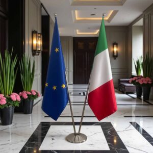 drapeau Italie sur socle