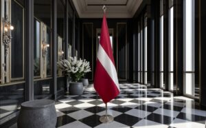 drapeau Lettonie avec pied