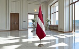 drapeau Lettonie avec pied