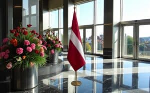 drapeau Lettonie avec socle