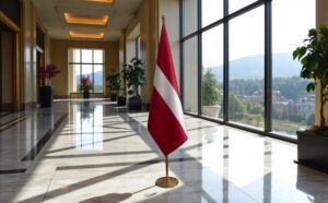 drapeau Lettonie avec socle