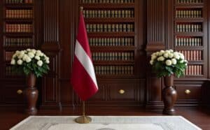 drapeau Lettonie avec socle