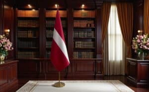 drapeau Lettonie avec socle