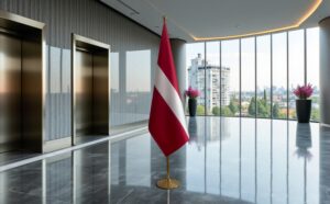 drapeau Lettonie avec socle