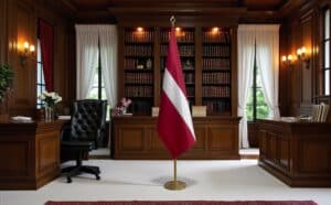 drapeau Lettonie avec socle