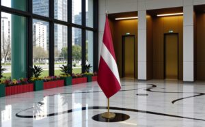 drapeau Lettonie avec socle