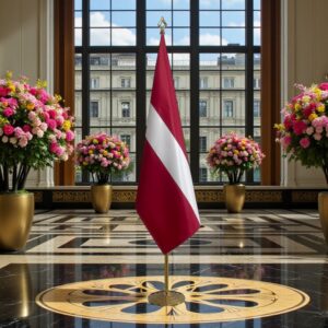 drapeau Lettonie avec socle