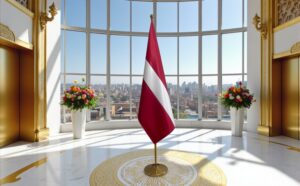 drapeau Lettonie avec socle