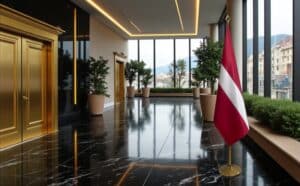 drapeau Lettonie avec socle