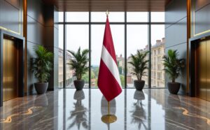 drapeau Lettonie avec socle