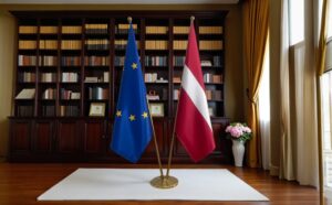 drapeau Lettonie avec socle