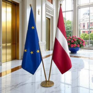 drapeau Lettonie avec socle