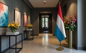 drapeau Luxembourg avec mat