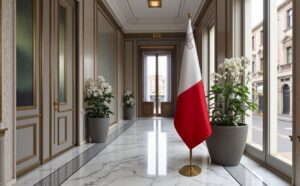 drapeau Malte avec support