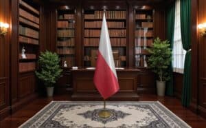 drapeau Pologne avec socle