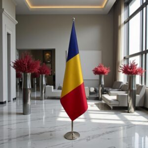 drapeau Roumanie avec pied