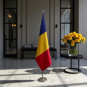 drapeau Roumanie avec pied