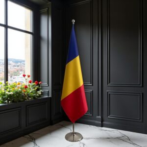 drapeau Roumanie avec pied