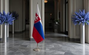 drapeau Slovaquie avec socle
