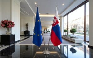 drapeau Slovaquie sur pied