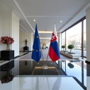 drapeau Slovaquie sur pied