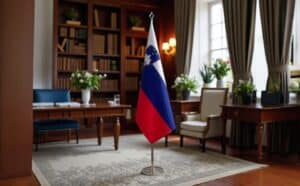 drapeau Slovenie avec pied