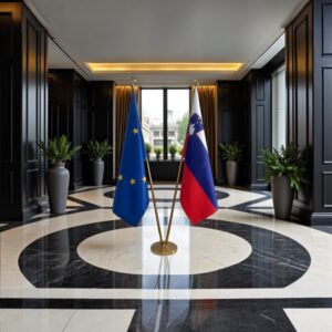 drapeau Slovenie avec hampe