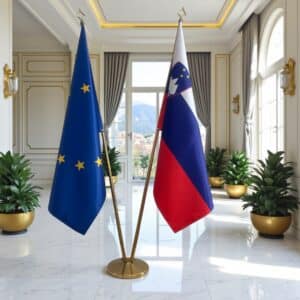 drapeau Slovenie avec hampe