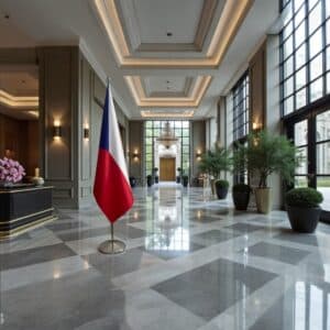 drapeau Tchequie avec pied