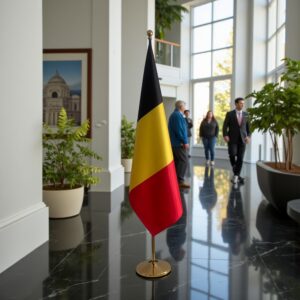 Drapeau de la Belgique avec pied