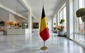 drapeau belge avec mat