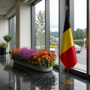drapeau belgique sur hampe