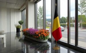 drapeau belgique sur hampe