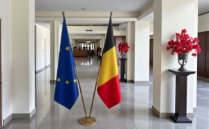 drapeau belge avec mat