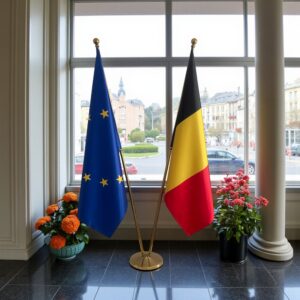 drapeau belge avec mat