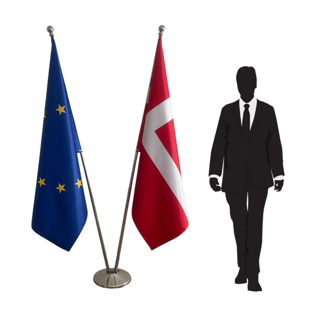 Bandiera della Danimarca sul cavalletto