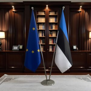 drapeau estonie sur socle