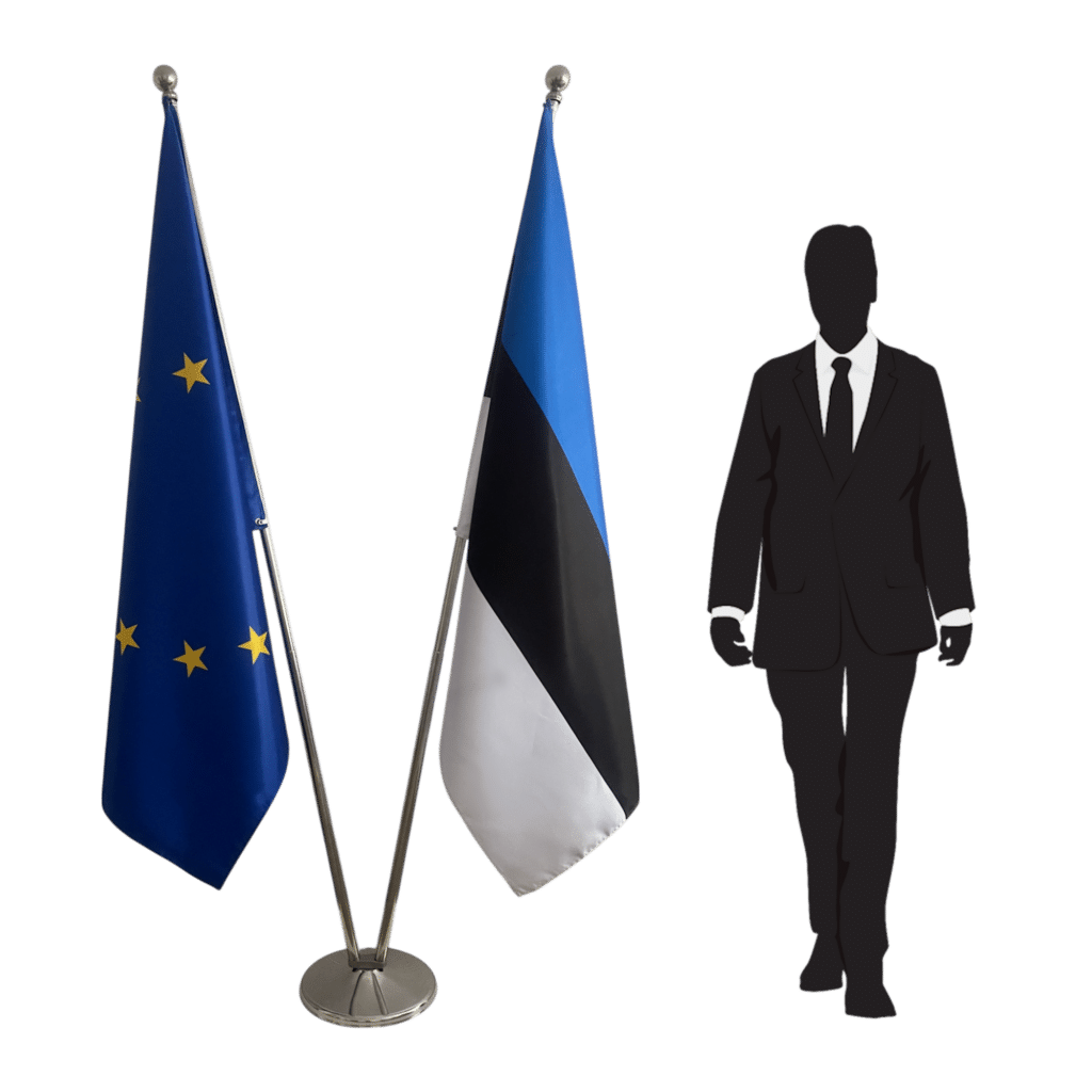 Bandiera dell'Estonia sul cavalletto