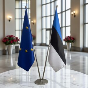 drapeau estonie sur socle