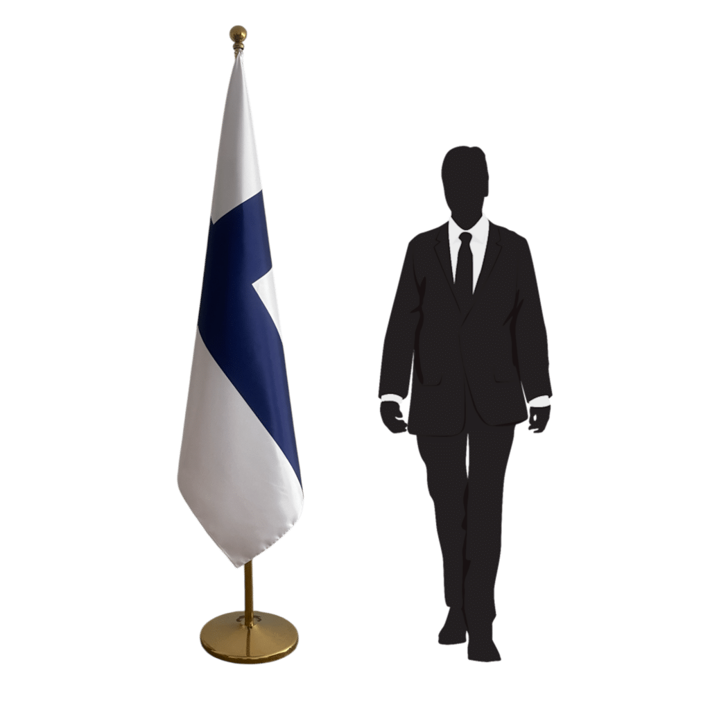 Bandiera della Finlandia su cavalletto