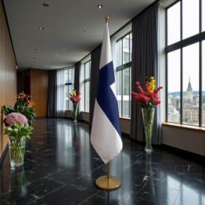 drapeau Finlande avec pied