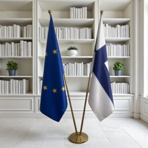 drapeau Finlande avec pied