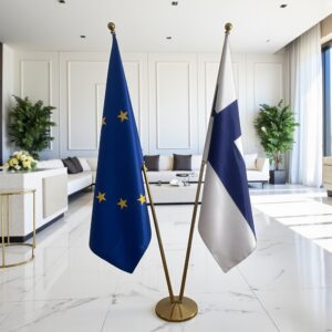 drapeau Finlande avec pied