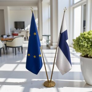 drapeau Finlande avec pied