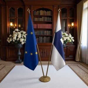 drapeau Finlande avec pied