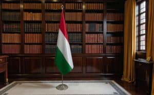 drapeau Hongrie sur socle